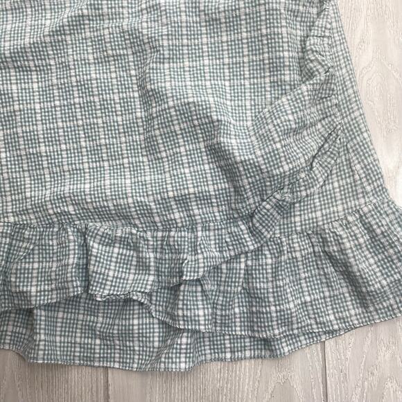 Altar'd State Women's Sage Green & White Checkered Ruffle Mini Skirt Size Large - Picture 5 of 10